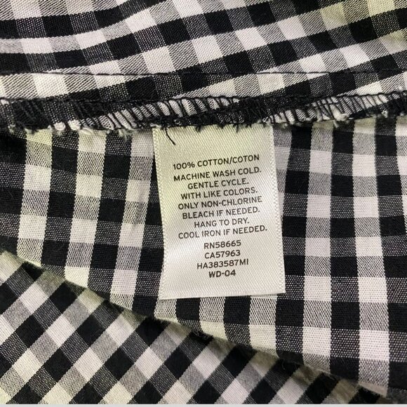 HALOGEN Black White Gingham Check Dip Ruffled Hem Size M - Picture 5 of 9